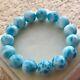 Natural Blue Ice Larimar Rare Dominican Round Beads Jewelry Bracelet 13.9mm Aaaa
