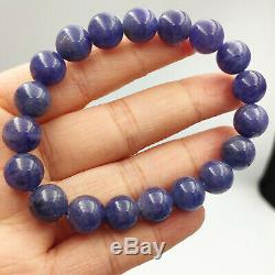 Natural Blue Tanzanite Tanzania Gemstone Rare Round Beads Bracelet 10mm AAAA