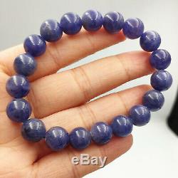 Natural Blue Tanzanite Tanzania Gemstone Rare Round Beads Bracelet 10mm AAAA