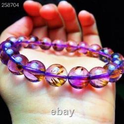 Natural Cacoxenite Purple Rutilated Round Beads Rare Women Bracelet 10.5mm AAAAA