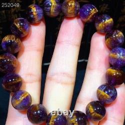 Natural Cacoxenite Purple Rutilated Round Beads Rare Women Bracelet 11mm AAAAA