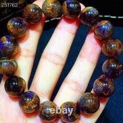 Natural Cacoxenite Purple Rutilated Round Beads Rare Women Bracelet 13mm AAAAA