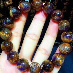 Natural Cacoxenite Purple Rutilated Round Beads Rare Women Bracelet 13mm AAAAA