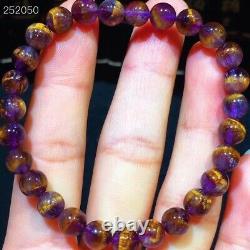 Natural Cacoxenite Purple Rutilated Round Beads Rare Women Bracelet 6.7mm AAAAA