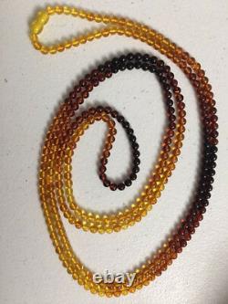 Natural Genuine Baltic Amber Beads Necklace 60 LONG pr 30 Double Strand Rare
