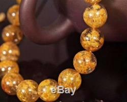 Natural Gold Flower Rutilated Quartz Round Beads Rare Bracelet 11.3mm AAAAA