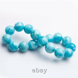 Natural Larimar Blue Dominica Stretch Round Beads Rare Women Bracelet 11mm AAAA