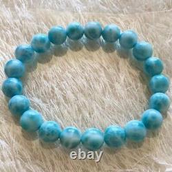 Natural Larimar Blue Gemstone Round Beads Women Rare Bracelet Dominica 9mm AAAAA