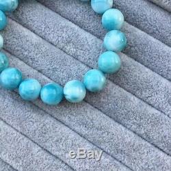 Natural Larimar Blue Gemstone Stretch Round Beads Rare Best Bracelet 11.5mm AAAA