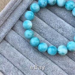 Natural Larimar Blue Gemstone Stretch Round Beads Rare Best Bracelet 11.5mm AAAA