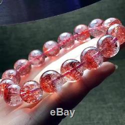Natural Lepidocrocite Quartz Red Super Seven Beads Rare Bracelet 13mm AAAA