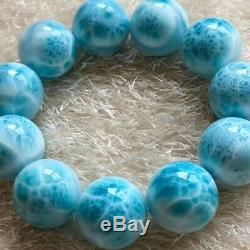 Natural Rare Blue Larimar Gemstone Stretch Beads Bracelet 22mm