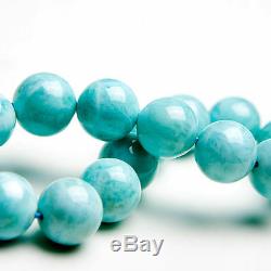 Natural Rare Blue Larimar Gemstone Stretch Round Beads Healing Bracelet 13mm AAA