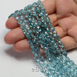 Natural Rare Blue Zircon Faceted Oval Nuggets Beads 14.2 Strand