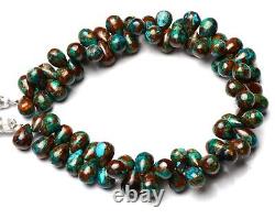 Natural Rare Gem Copper Chrysocolla Smooth 11x8MM Size Teardrop Shape Beads 10