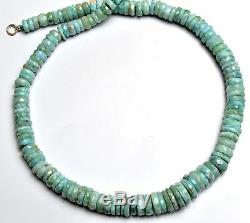 Natural Rare Gemstone Larimar 6 to 12MM Faceted Heishi Beads Necklace 16 Inch