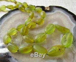 Natural Rare Matte Green Amber Gemstone Bead Nugget Necklace, 26 Inches #331B