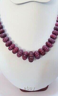 Natural Red Ruby Beads Melon Cut Rare Necklace 17 inches 5 to 23MM Good Quality