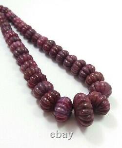 Natural Red Ruby Beads Melon Cut Rare Necklace 17 inches 5 to 23MM Good Quality