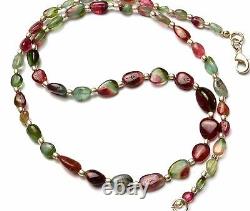 Natural Very Rare Super Quality Gem Bicolor Tourmaline Nugget Beads Necklace 20