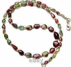 Natural Very Rare Super Quality Gem Bicolor Tourmaline Nugget Beads Necklace 20