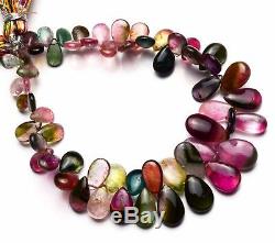 Natural Very Rare Super Quality Gem Bicolor Tourmaline Pear Beads Briolettes 7