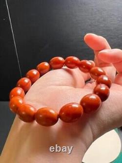 Natural red Amber Gemstone Old Rare Beads Bracelet 10mm Certificate AAAA