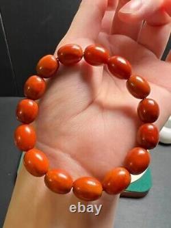 Natural red Amber Gemstone Old Rare Beads Bracelet 10mm Certificate AAAA