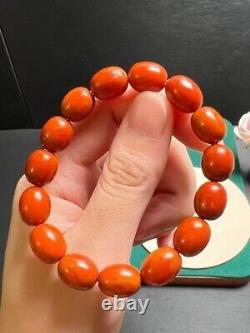 Natural red Amber Gemstone Old Rare Beads Bracelet 10mm Certificate AAAA