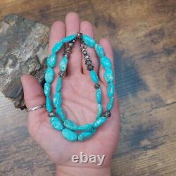 Navajo Bench Bead Rare NACOZARI TURQUOISE Nugget Necklace Vintage Old
