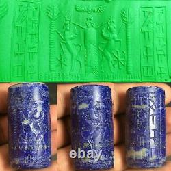 NearEastern Rare Old Lapis Lazuli Stone Inscription Wings King CylinderSeal Bead