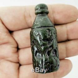 Near Eastern Cylinder Seal Bead Jade Rare Pendant & Stamp Roll Intaglio #411