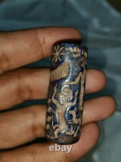 Near Eastern sasanian rare lapiz stone cylinderseal bead