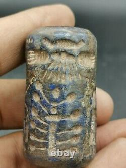 Near Eastern wonderful rare lapiz stone cylinderseal bead