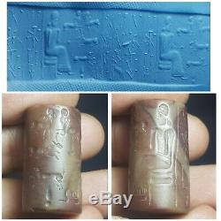 Near eastern Mesopotamia inscription rare king with sphinx cylinderseal bead