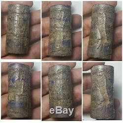 Near eastern very nice rare lapiz stone cylinderseal bead