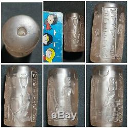 Neareastern the most rare sassan king old crystal stone cylinderseal bead