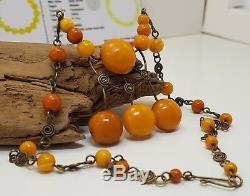 Necklace Stone Amber Natural Baltic Rare Vintage 12,9g Rare Special Old F-107