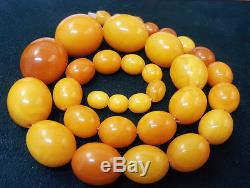 Necklace Stone Amber Natural Baltic Vintage 63.8g Special Rare Bead Old T-000