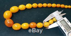 Necklace Stone Amber Natural Baltic Vintage 63.8g Special Rare Bead Old T-000