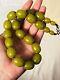 Necklace Vtg Bakelite Beaded Tested Collar Large Beads Rare Olive Green 90g. 925