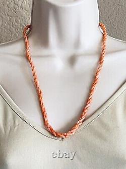 Necklace VTG Mediterranean Pink Coral Natural Collar Braided Beaded Beads Rare