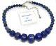 New Rare Vintage Jay King Sterling Chunky Carved Graduated Lapis Bead Necklace