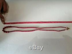 Old Antique Rare Natural Red Coral Stone beads Necklace Women Pendant