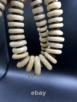 Old Bead Ancient Antique Rare Tire Shape Stone Age Rock Crystals Bead Necklace