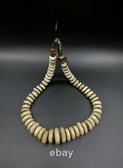 Old Bead Ancient Antique Rare Tire Shape Stone Age Rock Crystals Bead Necklace