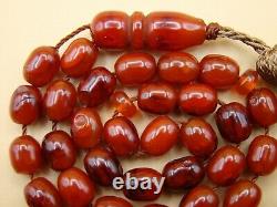 Old Real Antique Rare Natural Amber Necklace / Rosary / Prayer Beads / 19 Grams