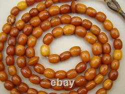 Old Real Antique Rare Natural Amber Necklace / Rosary / Prayer Beads / 25 Grams