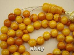 Old Real Antique Rare Natural Amber Necklace / Rosary / Prayer Beads / 26 Grams