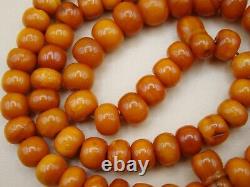 Old Real Antique Rare Natural Amber Necklace / Rosary / Prayer Beads / 32 Grams